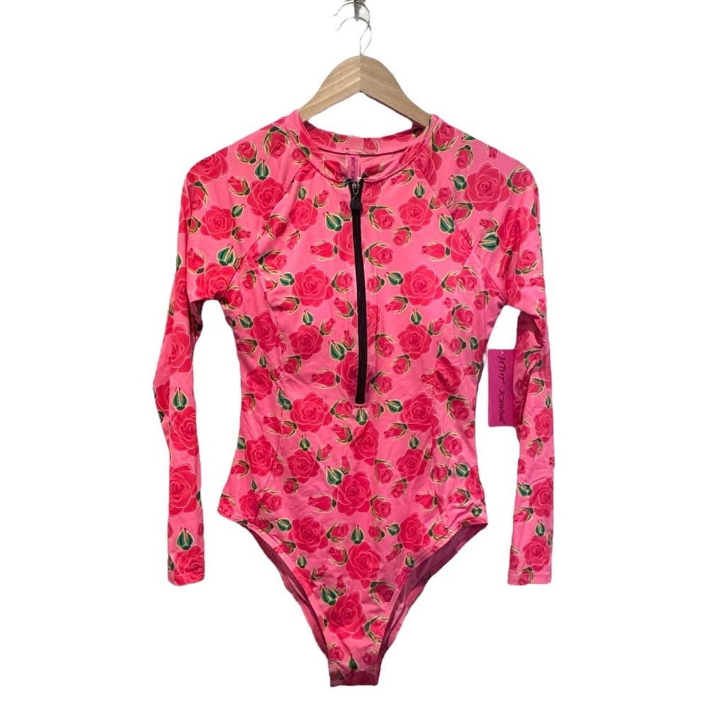 Betsey Johnson Scuba Knit Half Zip
Long Sleeve One-Piece Swimsuit Size Large NWT - Picture 3 of 10